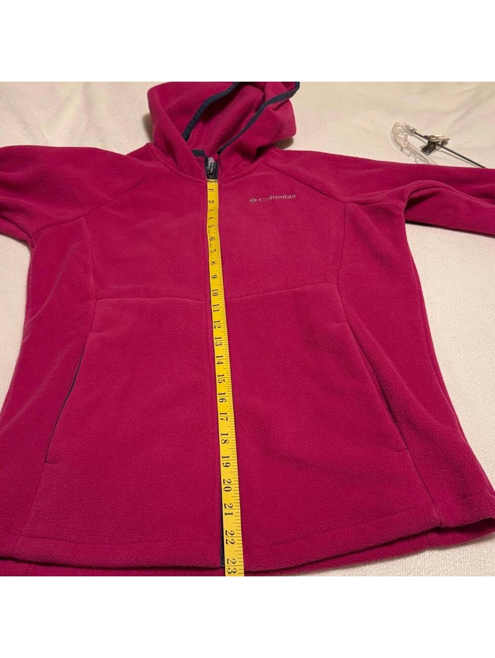 Columbia Girls Youth XL (18/20) Pink Full Zip Fleece Jacket — Fits Women's XS/S - Picture 6 of 8